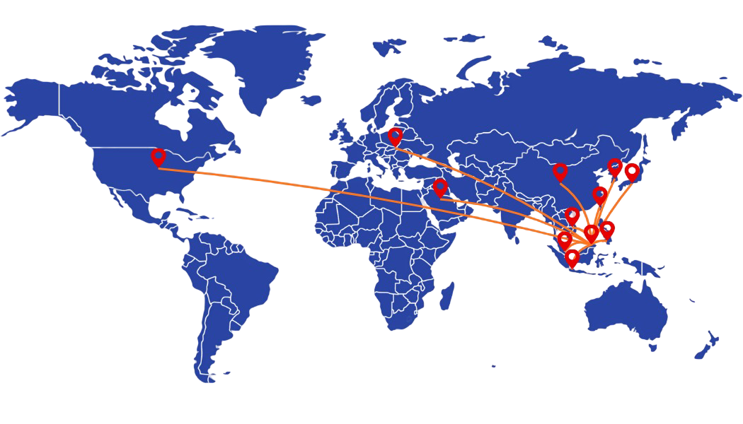 World map showing the ports served by Globe BM